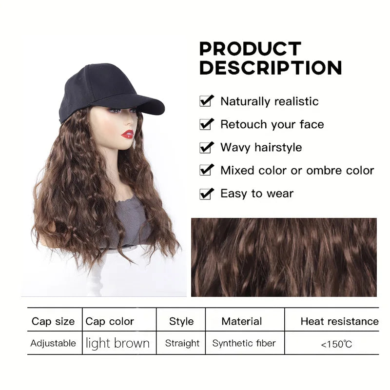 Wavy Hair Extension Baseball Cap for Effortless Styling - 4