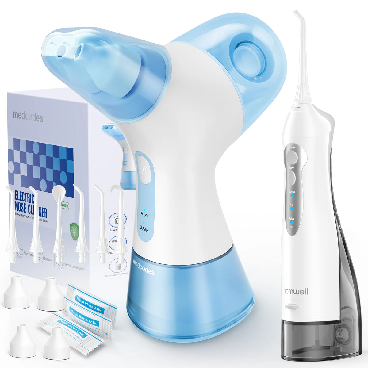 Electric Nasal Irrigation and Oral Flosser Combo for Sinus Relief