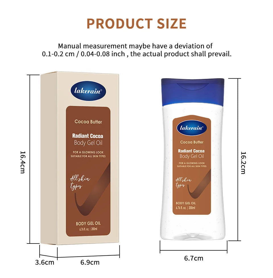Radiant Cocoa Butter Body Gel Oil for Deep Hydration and Glowing Skin