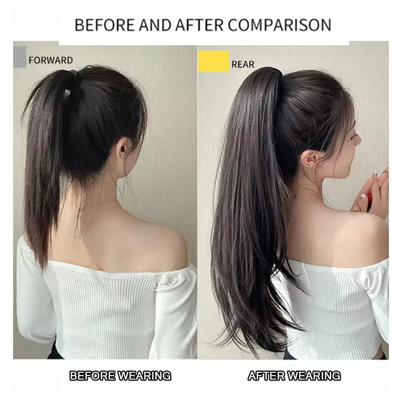 Long Straight Claw Clip Ponytail Hair Extension for Daily and Party Wear - 12