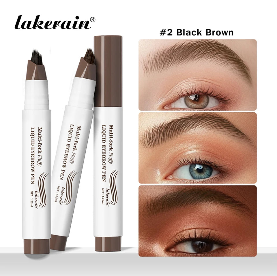 Waterproof Multi-Fork Liquid Eyebrow Pen for Natural Microbladed Brows