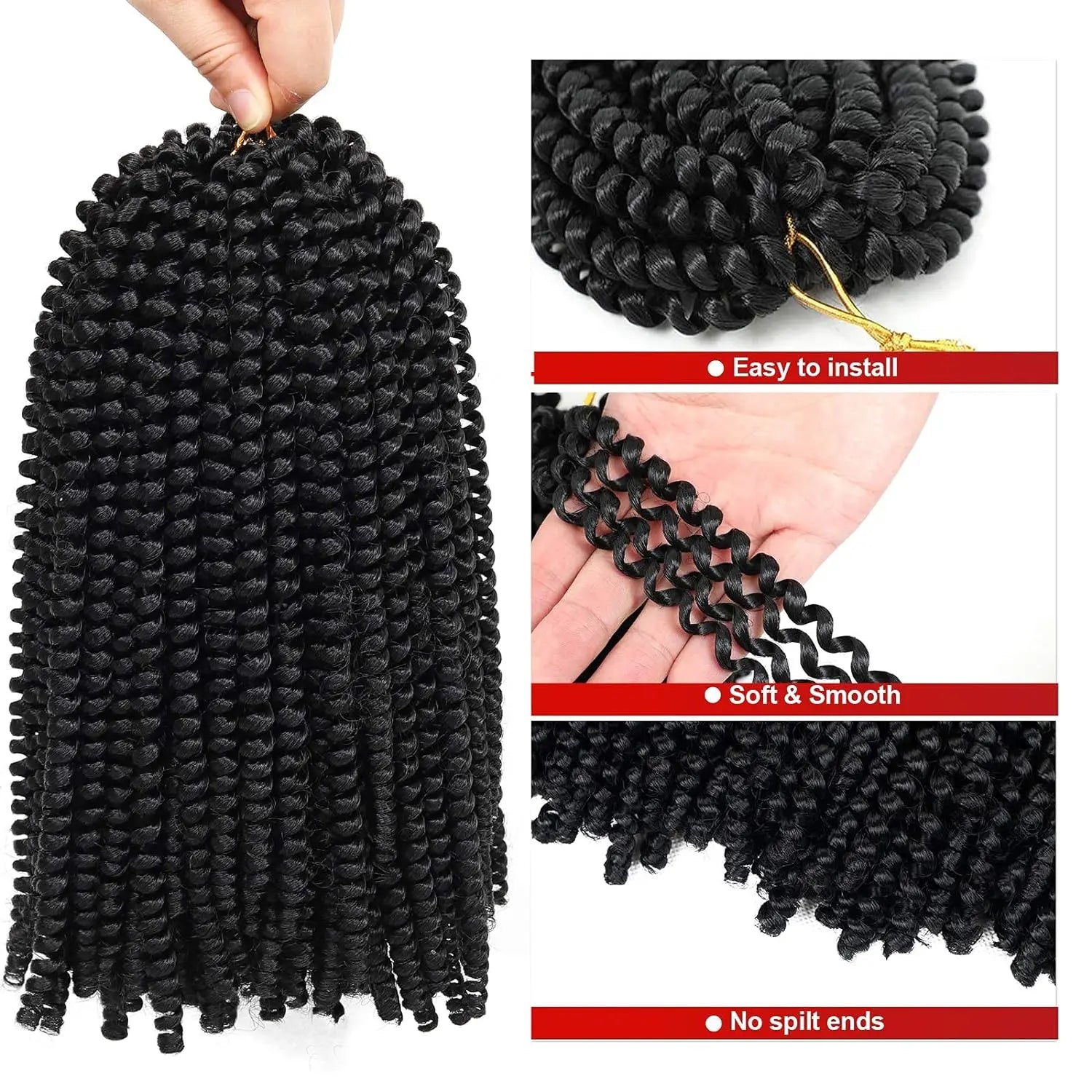 Fluffy Spring Twist Crochet Braiding Hair Extensions for Protective Styles - 2