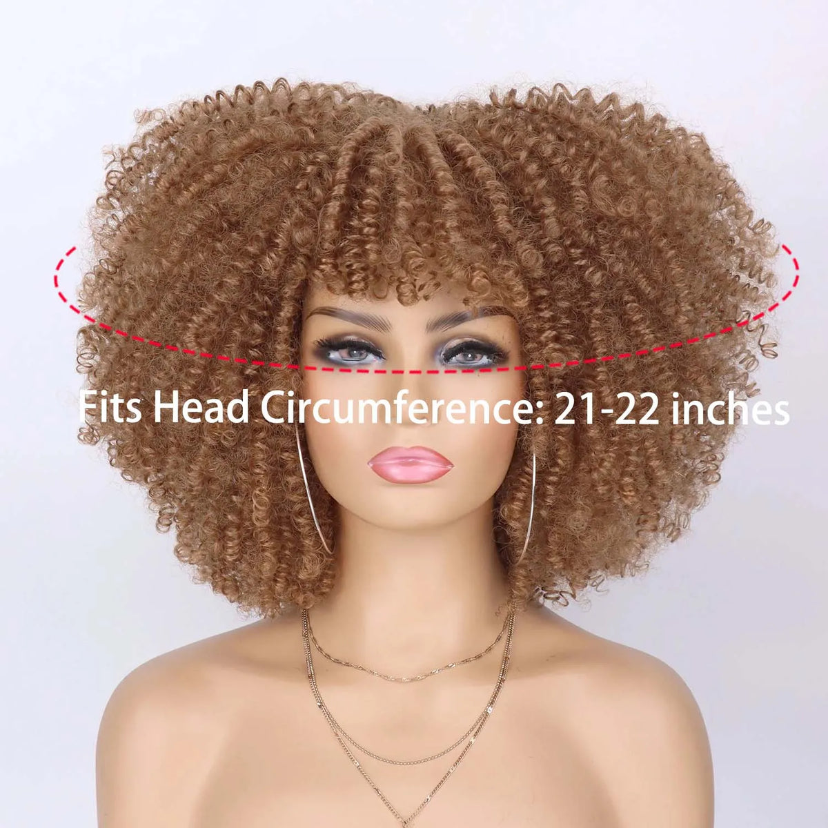 Short Kinky Curly Afro Wig with Bangs for Women