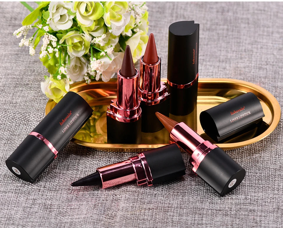2-in-1 Waterproof Matte Lipstick and Lip Liner Crayon for All-Day Wear - 27