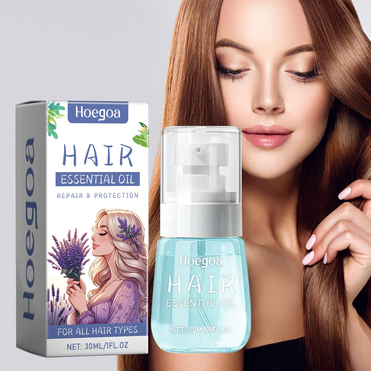 Lavender Essential Hair Oil for Frizz Control and Split End Repair