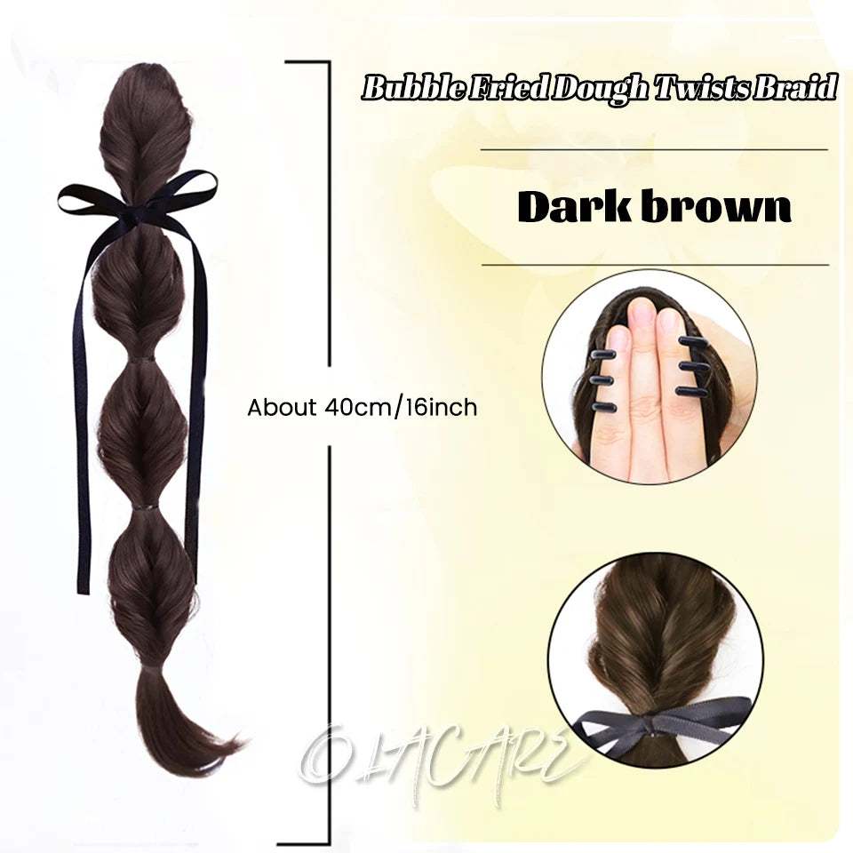 Long Clip-In Bubble Braid Ponytail Hair Extension for Daily Styling - 65