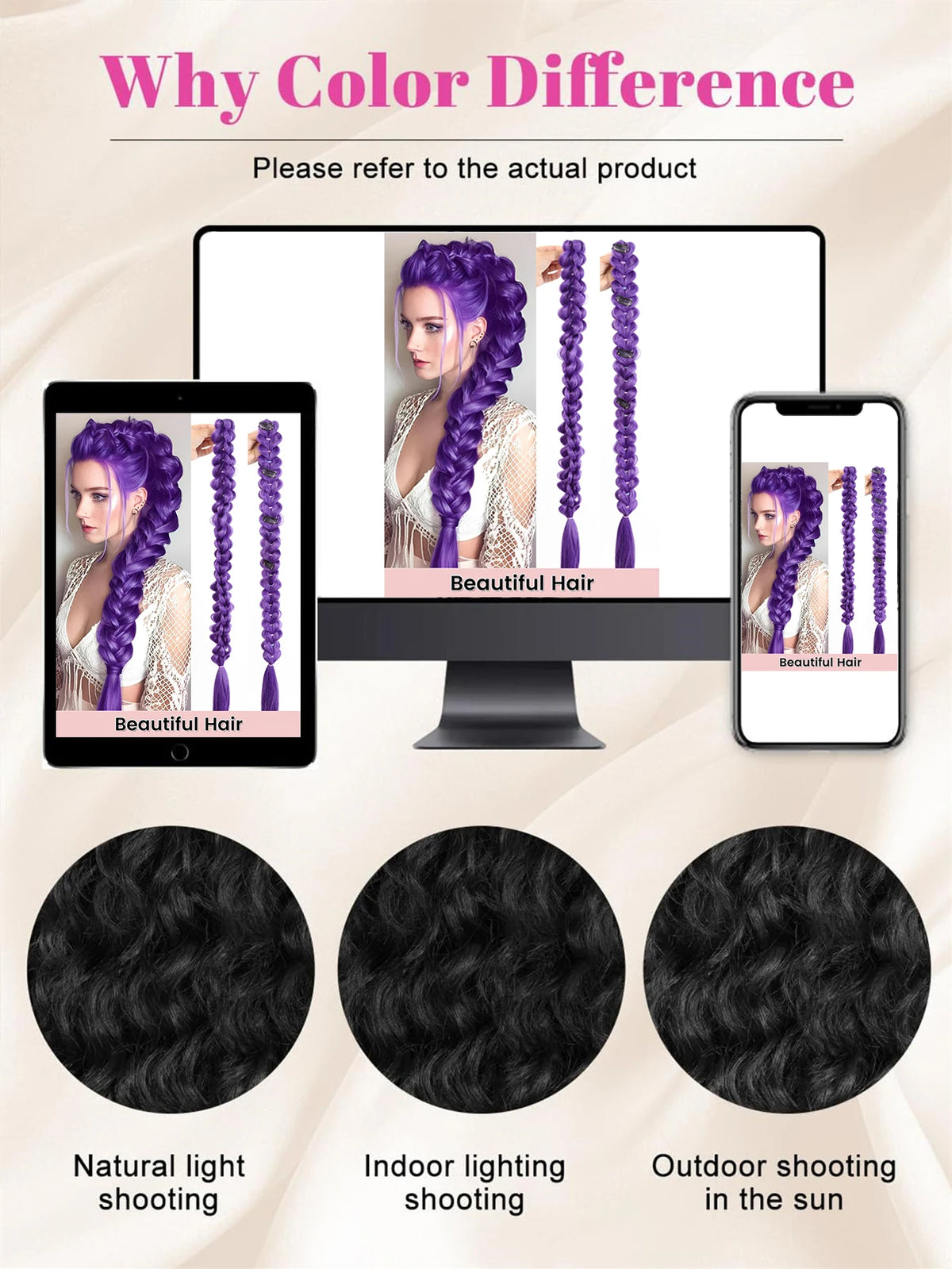 35-Inch Long Braided Purple Ponytail Extension for Costumes