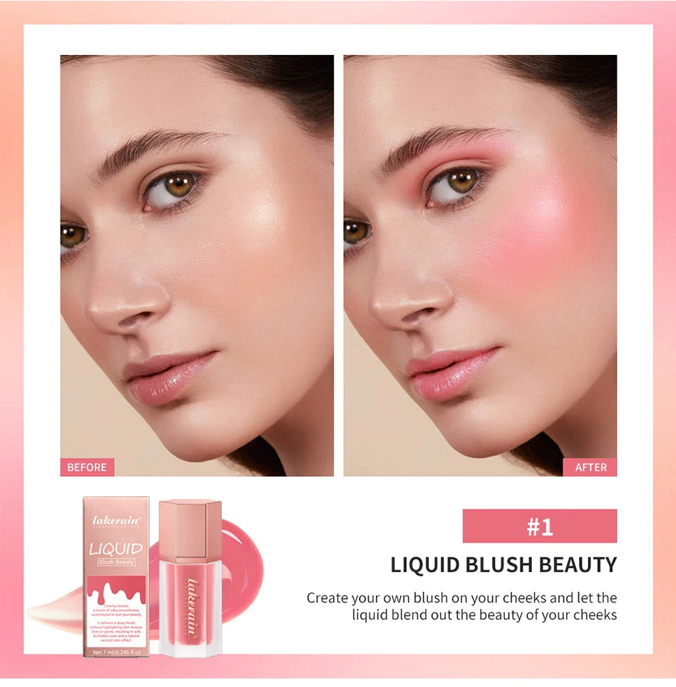 Waterproof Liquid Blush with Built-in Applicator for Natural Matte Finish