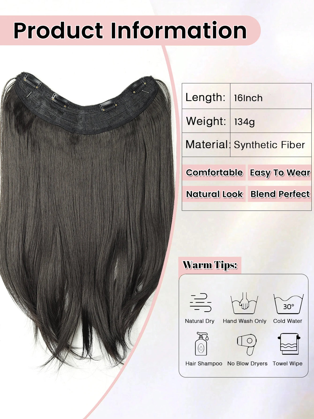 V-Shape Clip-In Hair Extensions for Instant Length and Volume