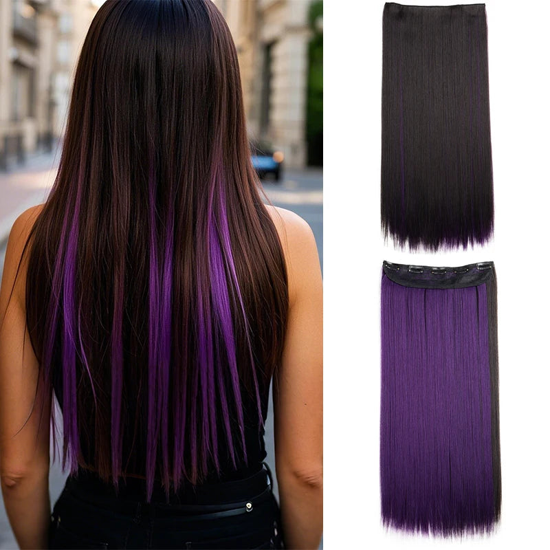 Long Straight One Piece Clip In Hair Extensions for Women - 14