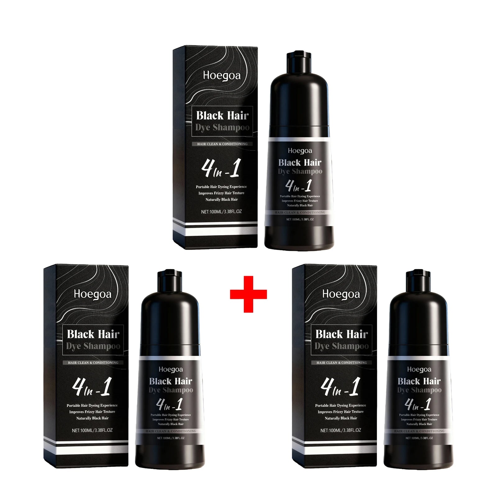 4-in-1 Instant Black Hair Dye Shampoo for Gray Coverage - 15