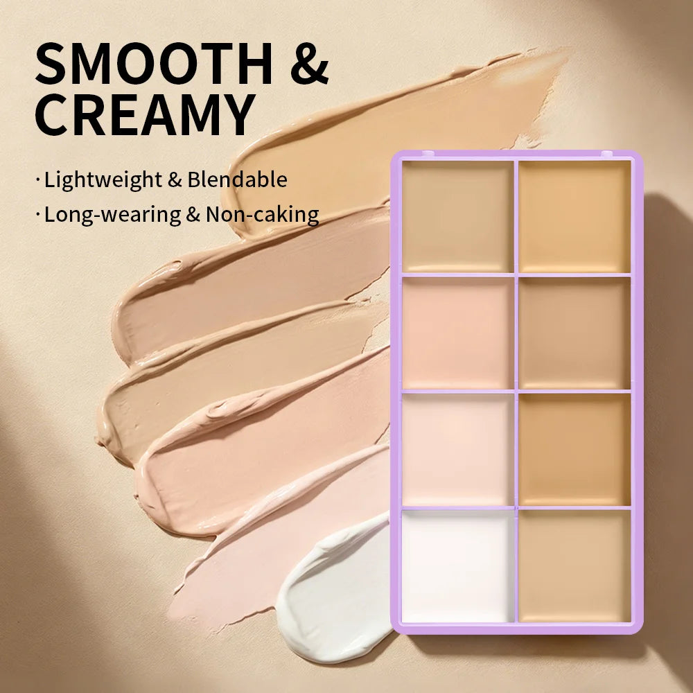 8-Shade Cream Concealer Palette for Full Coverage Face Contouring - 11