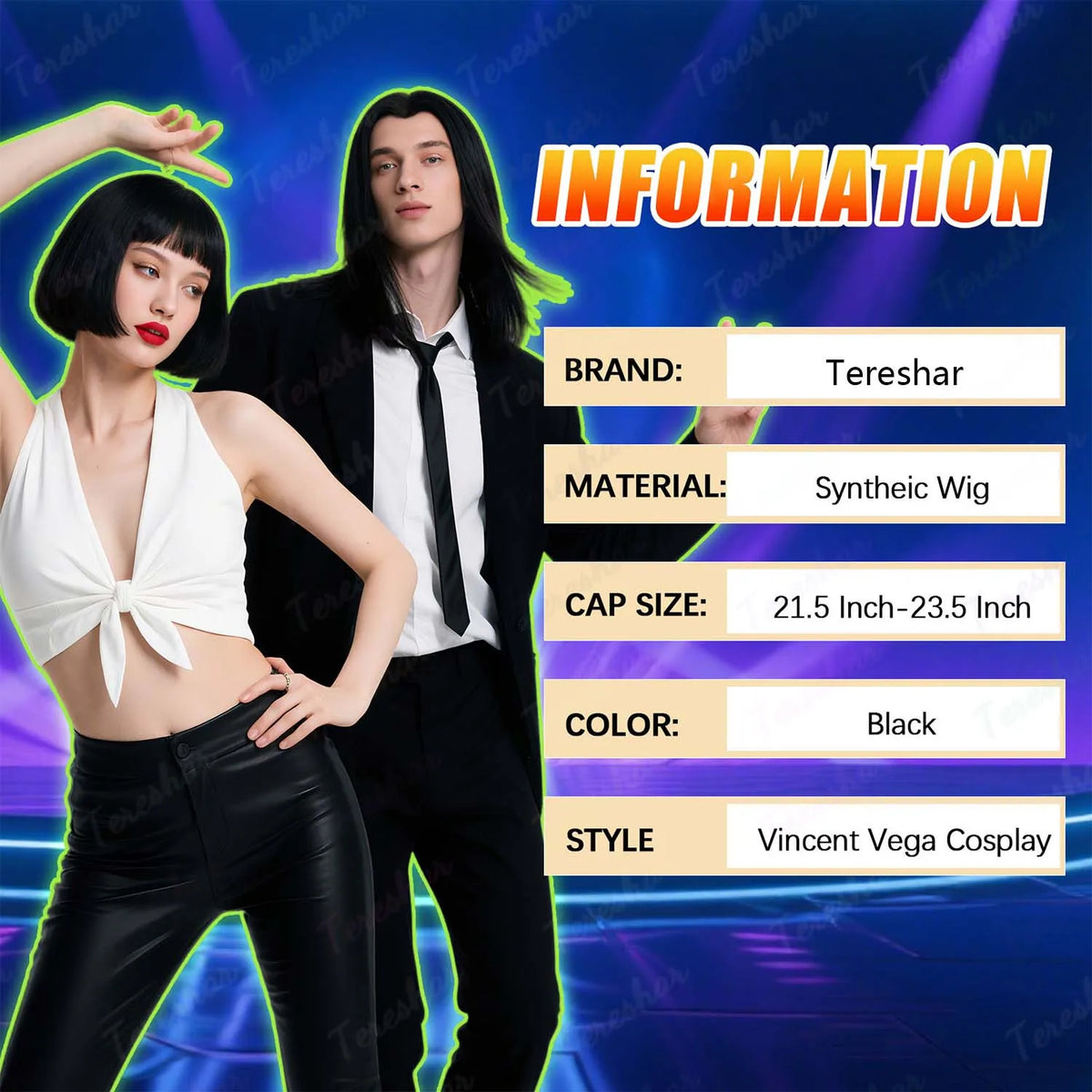Short Straight Black Costume Wig for Men and Cosplay Characters