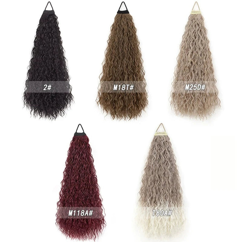 Long Wavy Curly Ponytail Hair Extension for Daily Voluminous Styles - 3