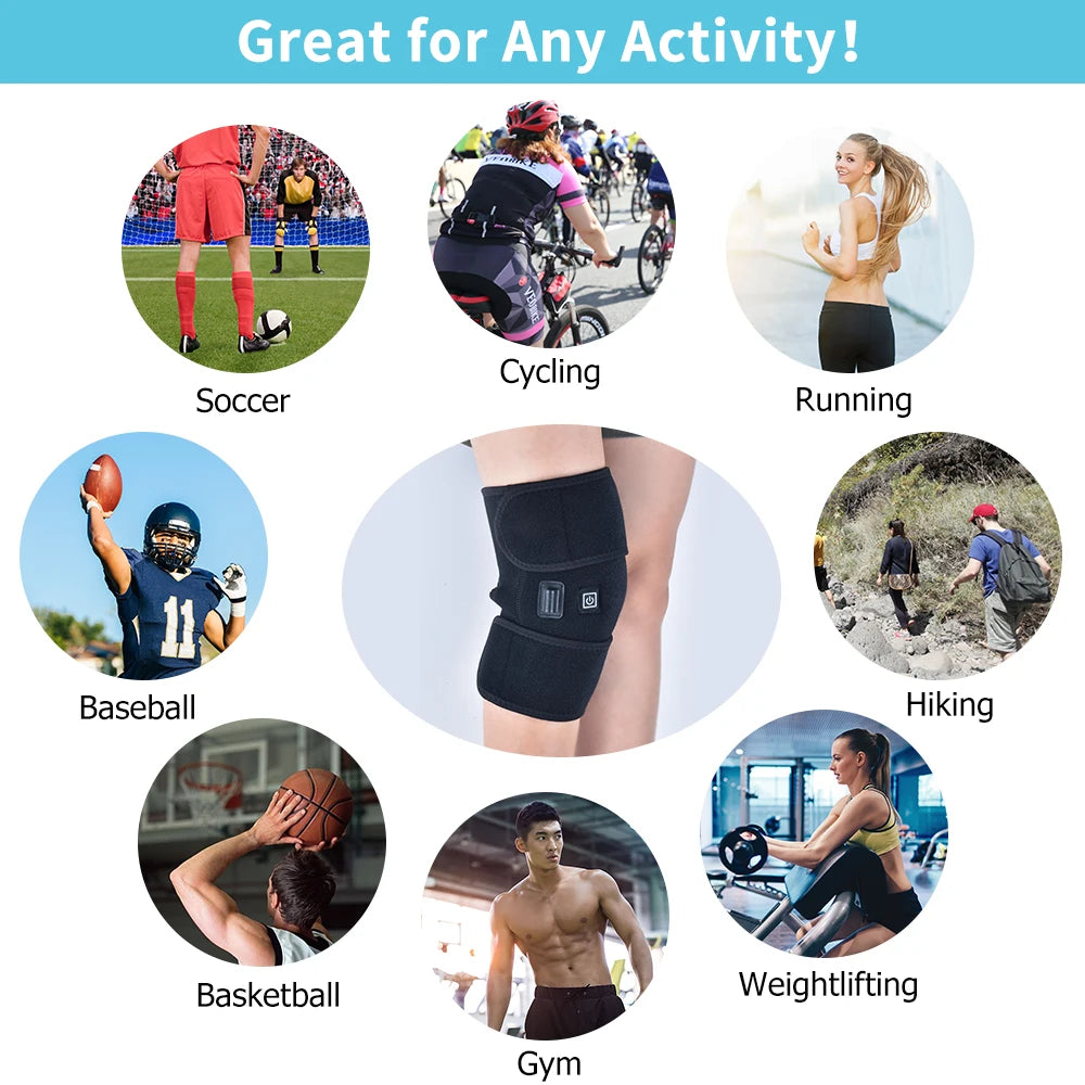 Electric Heated Knee Support Brace for Joint Pain and Muscle Relaxation