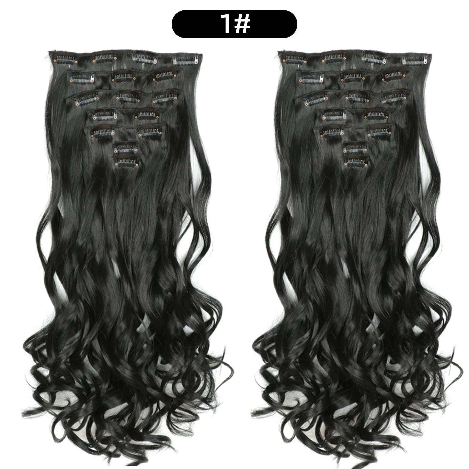 22 Inch Deep Wave Clip-In Hair Extensions Full Head Set - 43