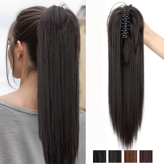 18-Inch Straight Claw Clip Ponytail Extension for Instant Volume