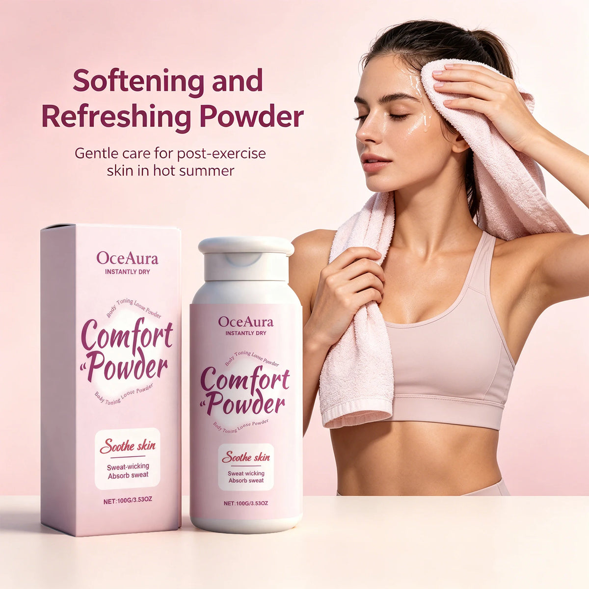 All-Over Body Powder for Instant Sweat Absorption and Skin Comfort
