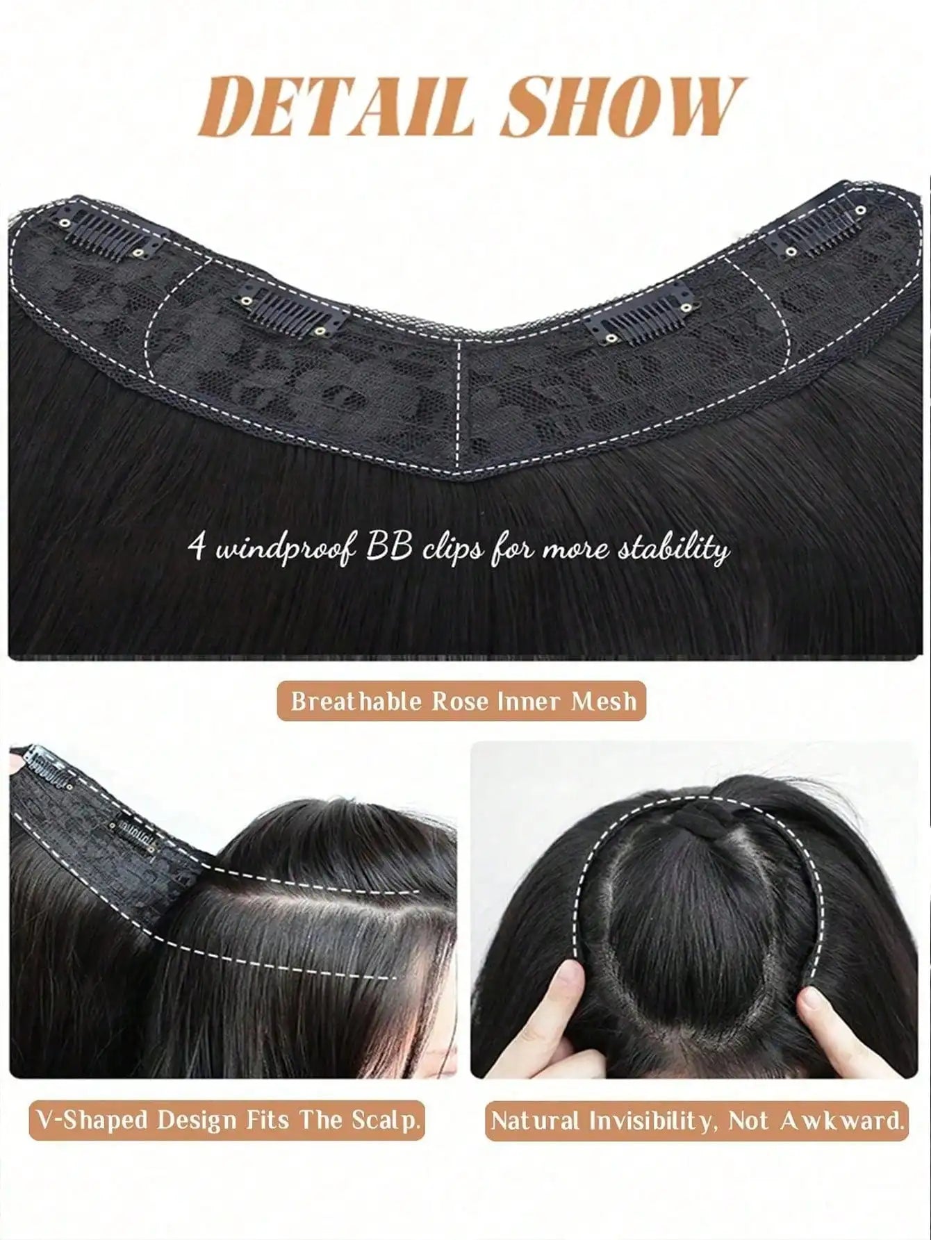 U-Shaped Long Straight Clip-In Hair Extension for Volume - 9