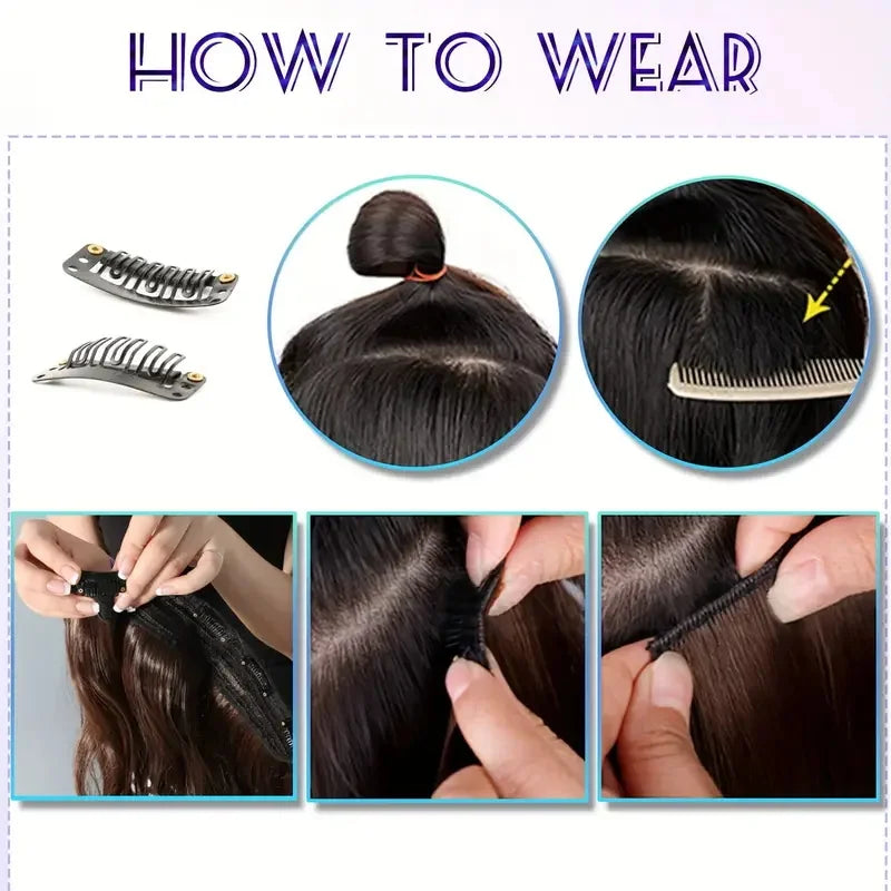 Seamless Long Straight Clip-in Hair Extensions for Women - 4