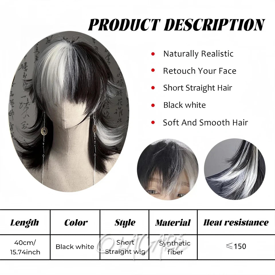 Short Mullet Anime Cosplay Wig with Bangs - 9