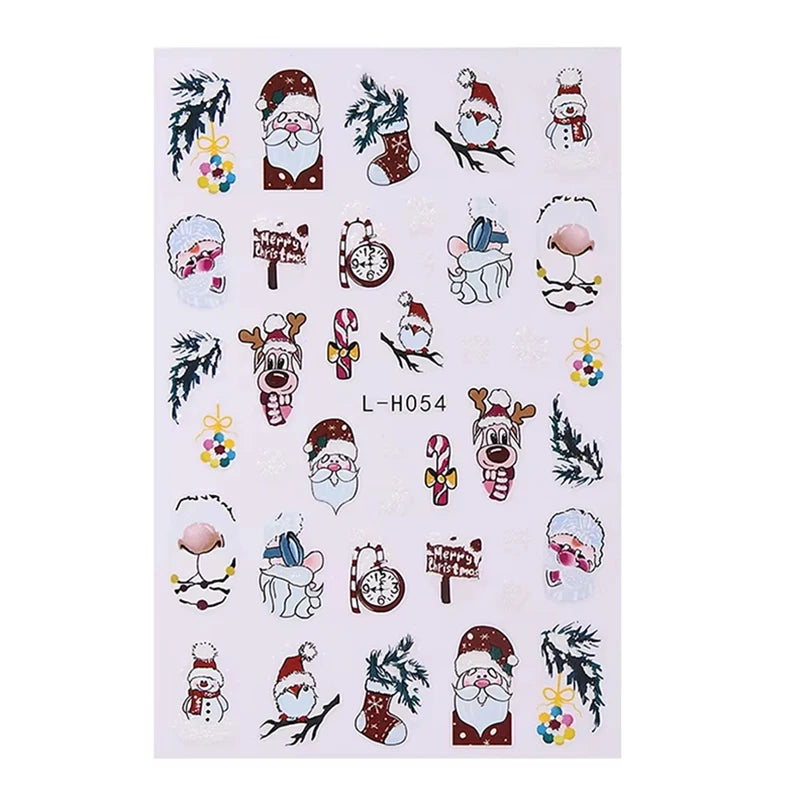 Festive 3D Christmas Nail Art Stickers for Holiday Manicure Decorations - 17