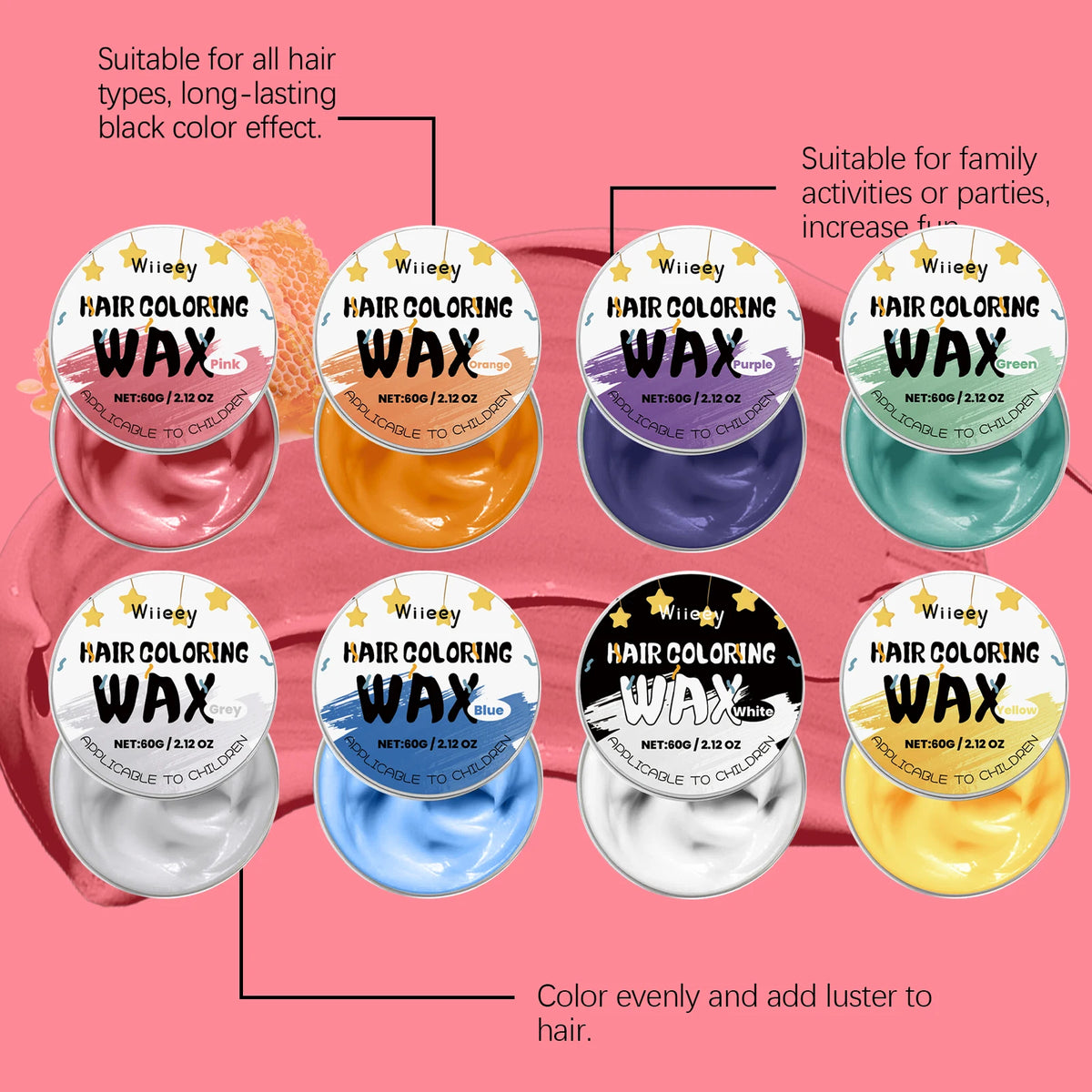 Temporary Washable Hair Color Wax for Kids and Party Styling
