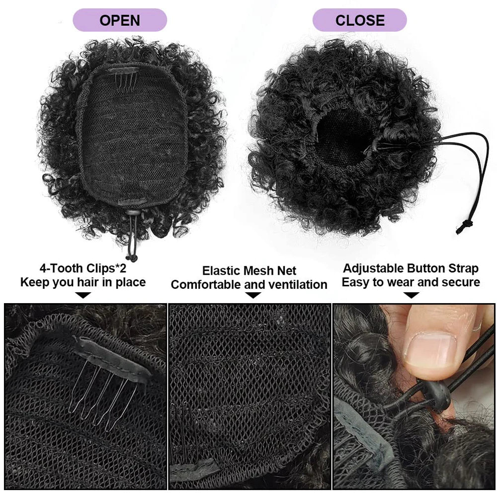 Afro Puff Synthetic Drawstring Ponytail Bun for Natural Hair Styles - 4