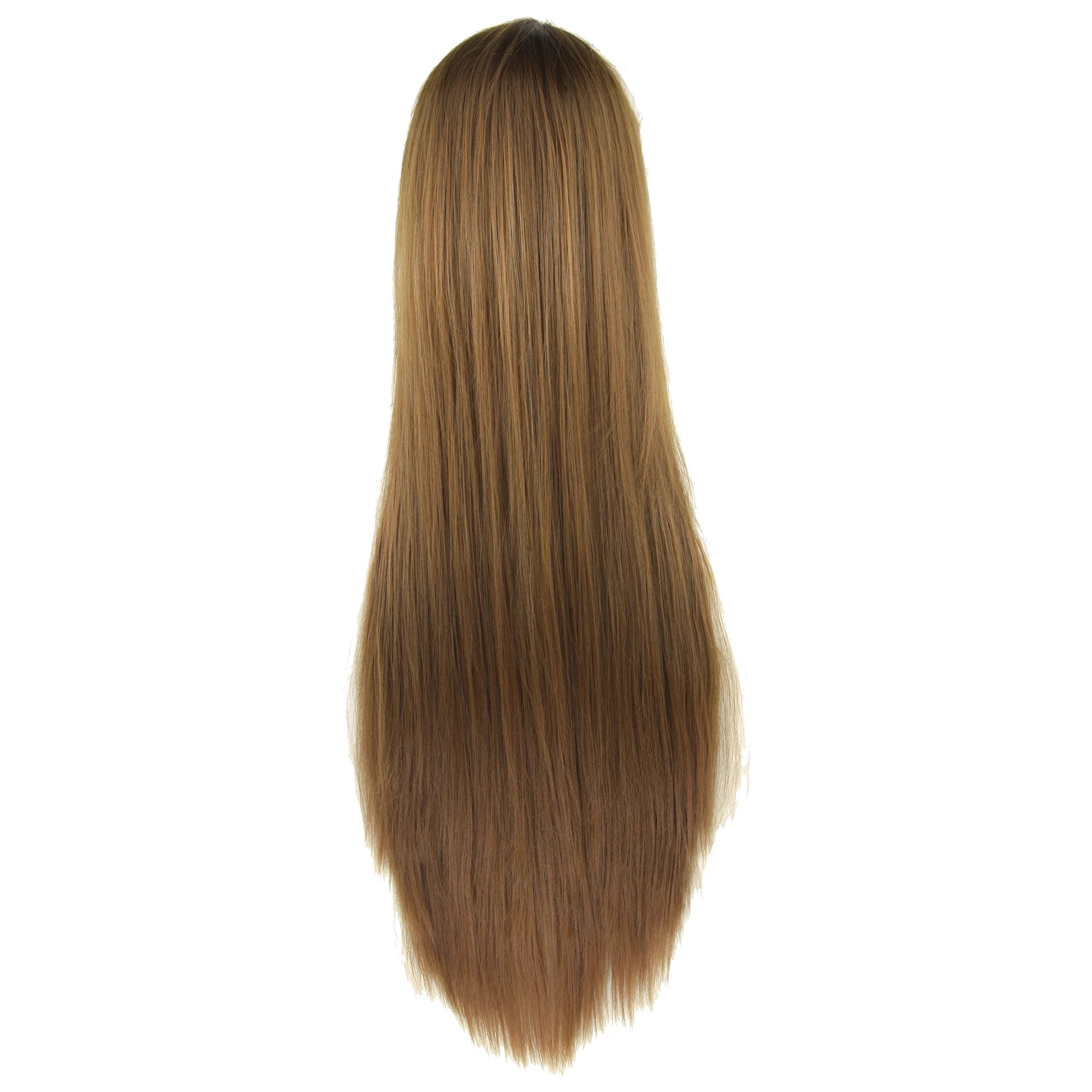 Long Straight Brown Synthetic Cosplay Wig for Anime Costume Parties - 3