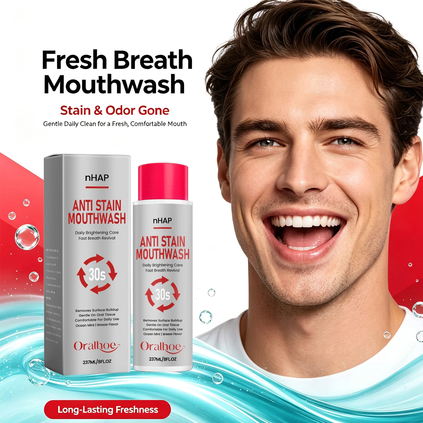 Anti-Stain Whitening Mouthwash for Fresh Breath and Plaque Removal - 5