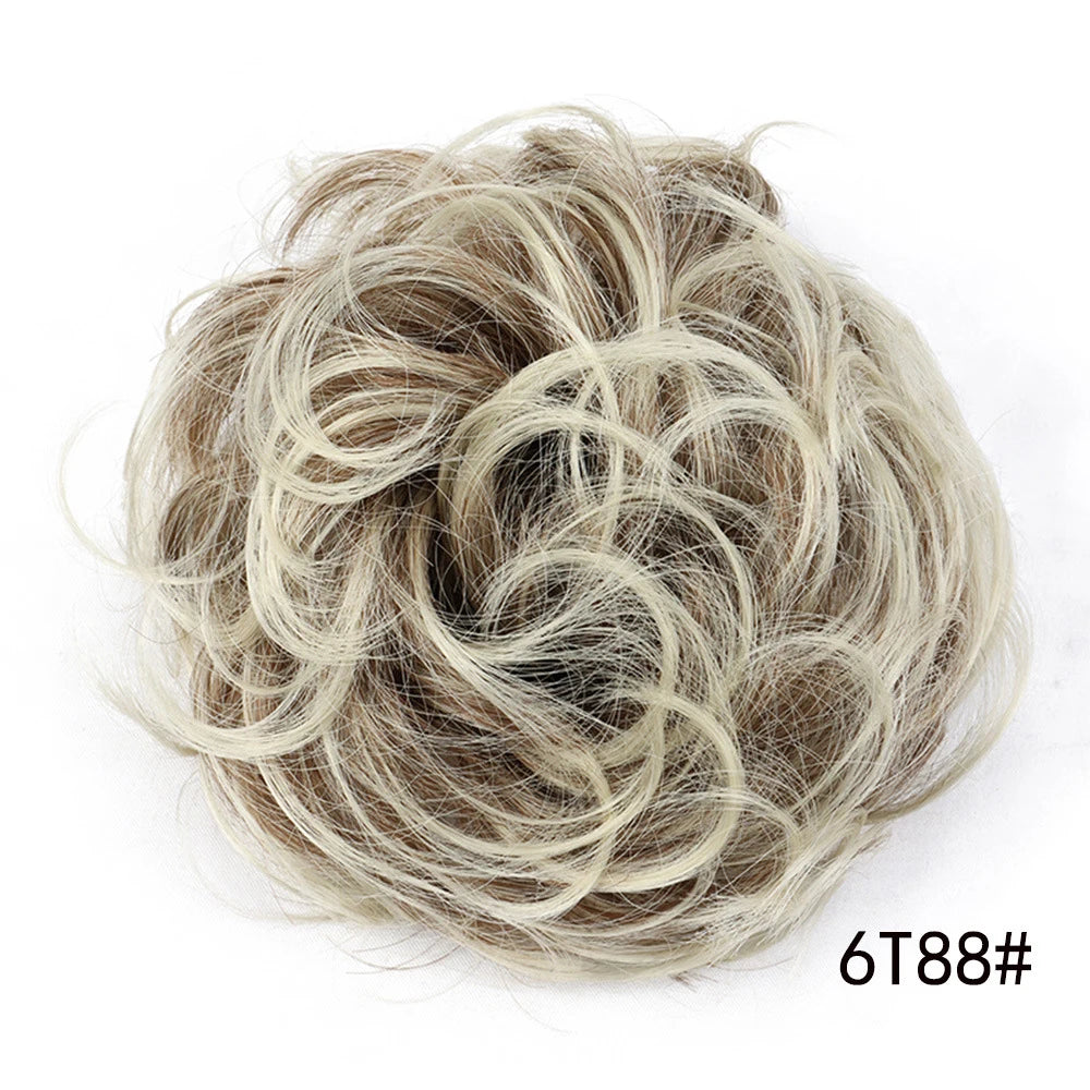 Messy Curly Bun Hair Scrunchie for Instant Volumized Updo Hairstyles