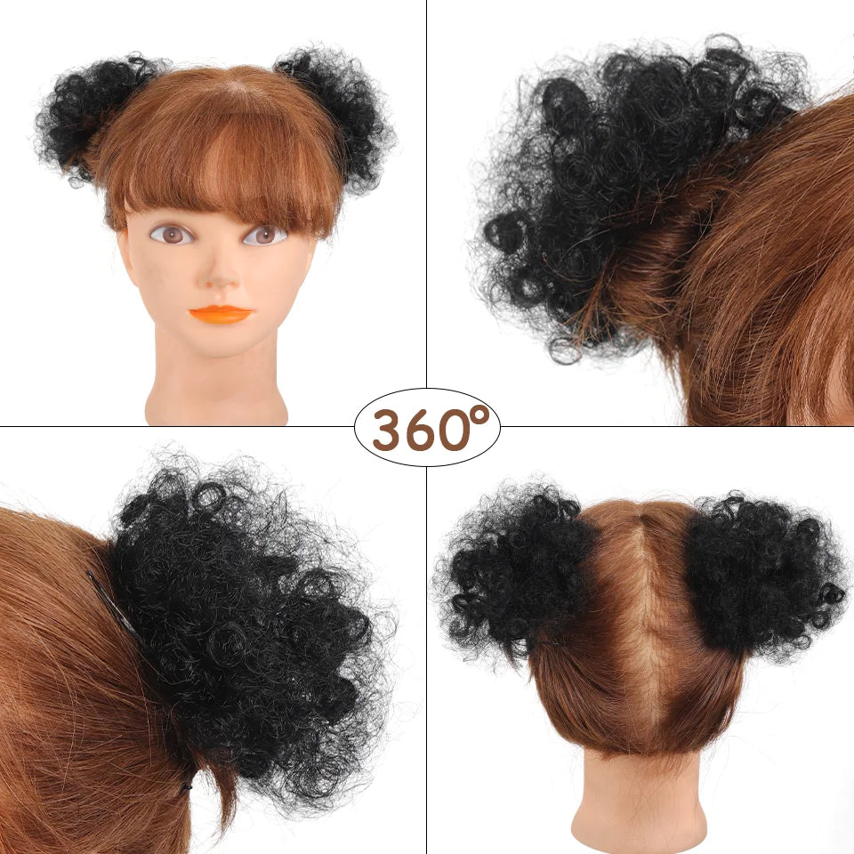 Synthetic Afro Puff Hair Bun Updo for Kids and Women
