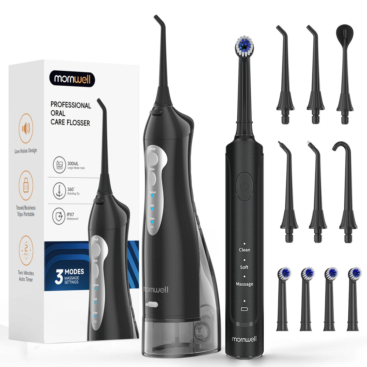 Electric Oral Irrigator and Sonic Toothbrush Combo for Deep Teeth Cleaning