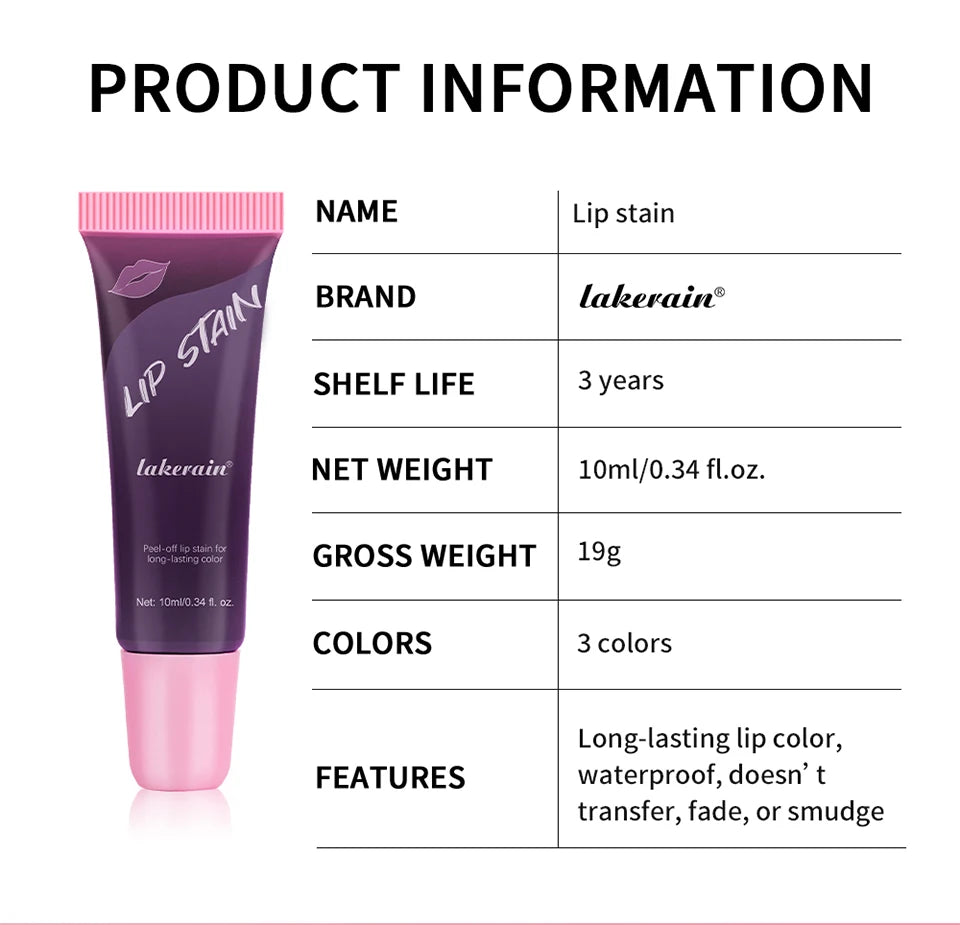 Waterproof Peel-Off Lip Stain for Long-Lasting Matte Color - 16