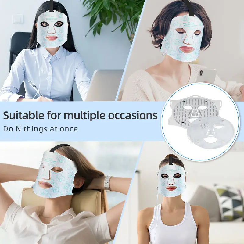 LED Red Light Therapy Face Mask with Cooling Gel for Skin Rejuvenation