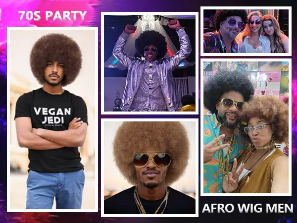 Short Curly Afro Disco Costume Wig for Men Party and Halloween Fun - 12