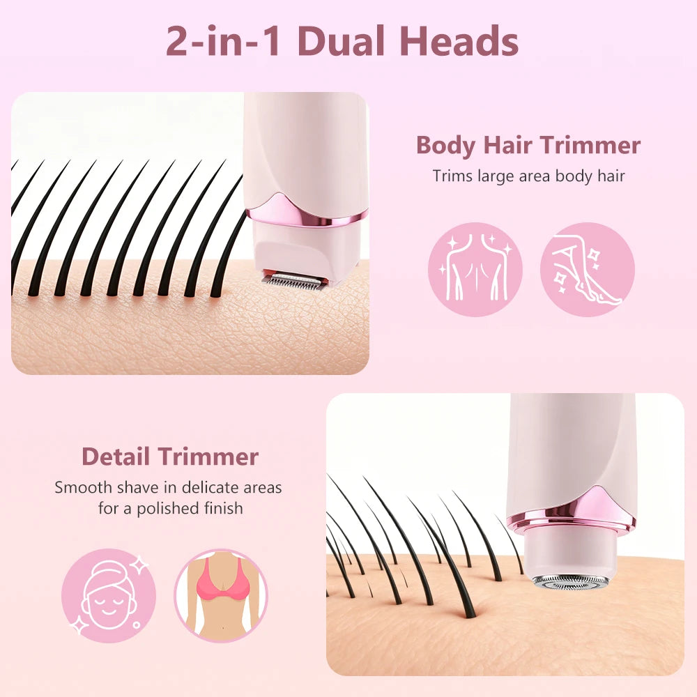 Dual-Head Painless Electric Body and Bikini Hair Trimmer for Women - 2
