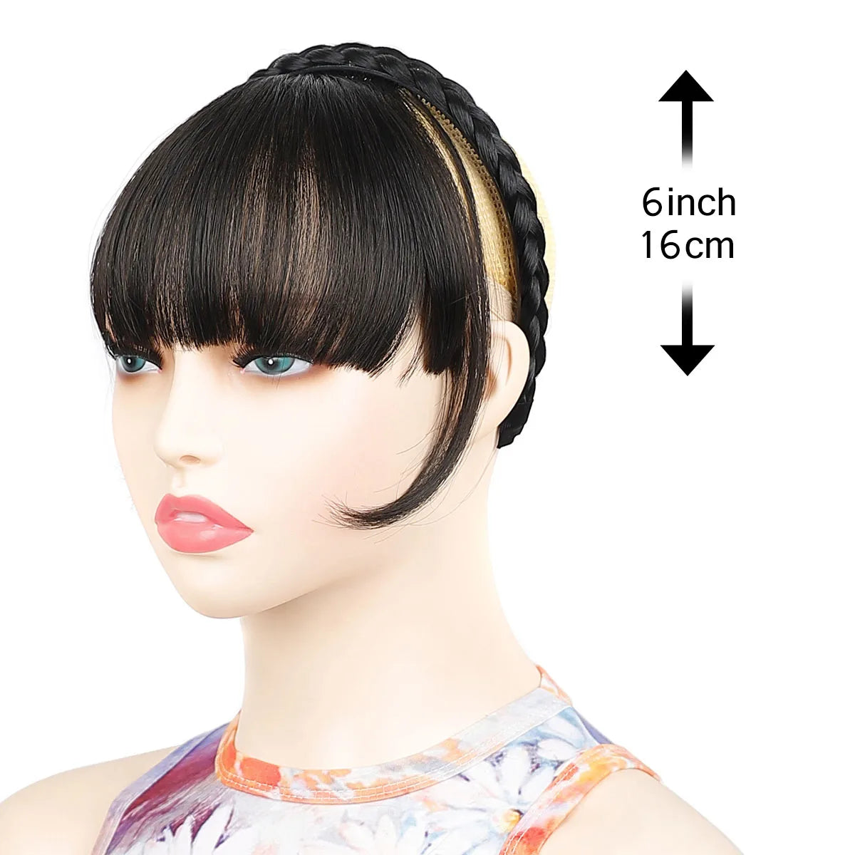Braided Headband with Natural Looking Bangs for Women