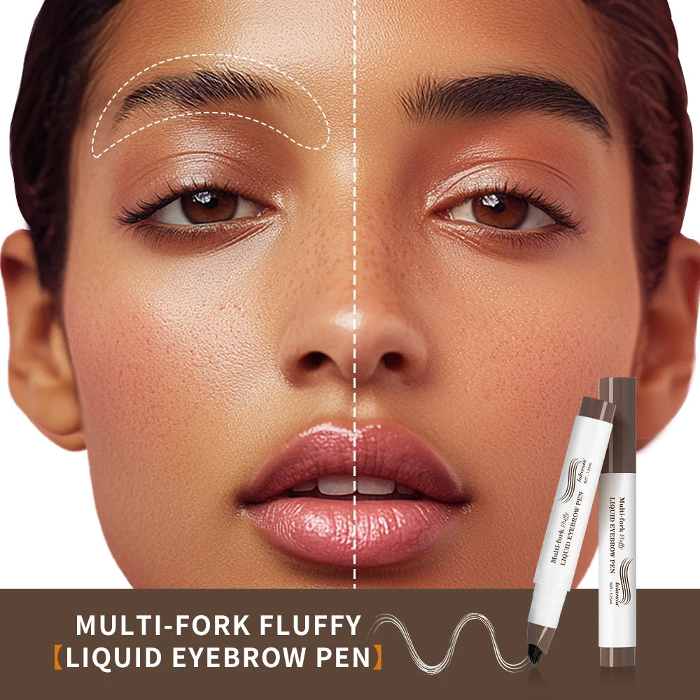 Waterproof Multi-Fork Liquid Eyebrow Pen for Natural Microbladed Brows