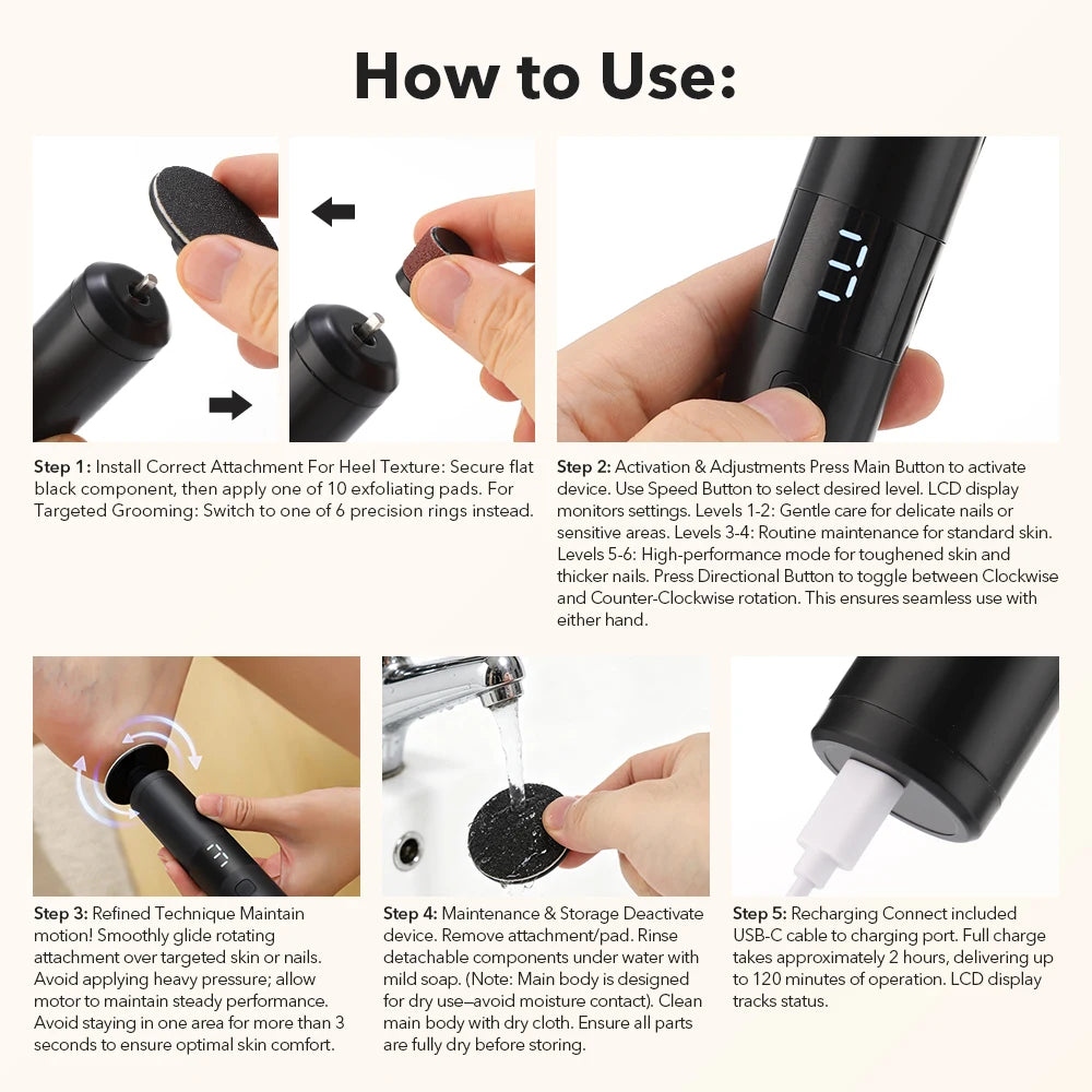 Electric Callus Remover and Professional Pedicure Foot File for Heels - 14