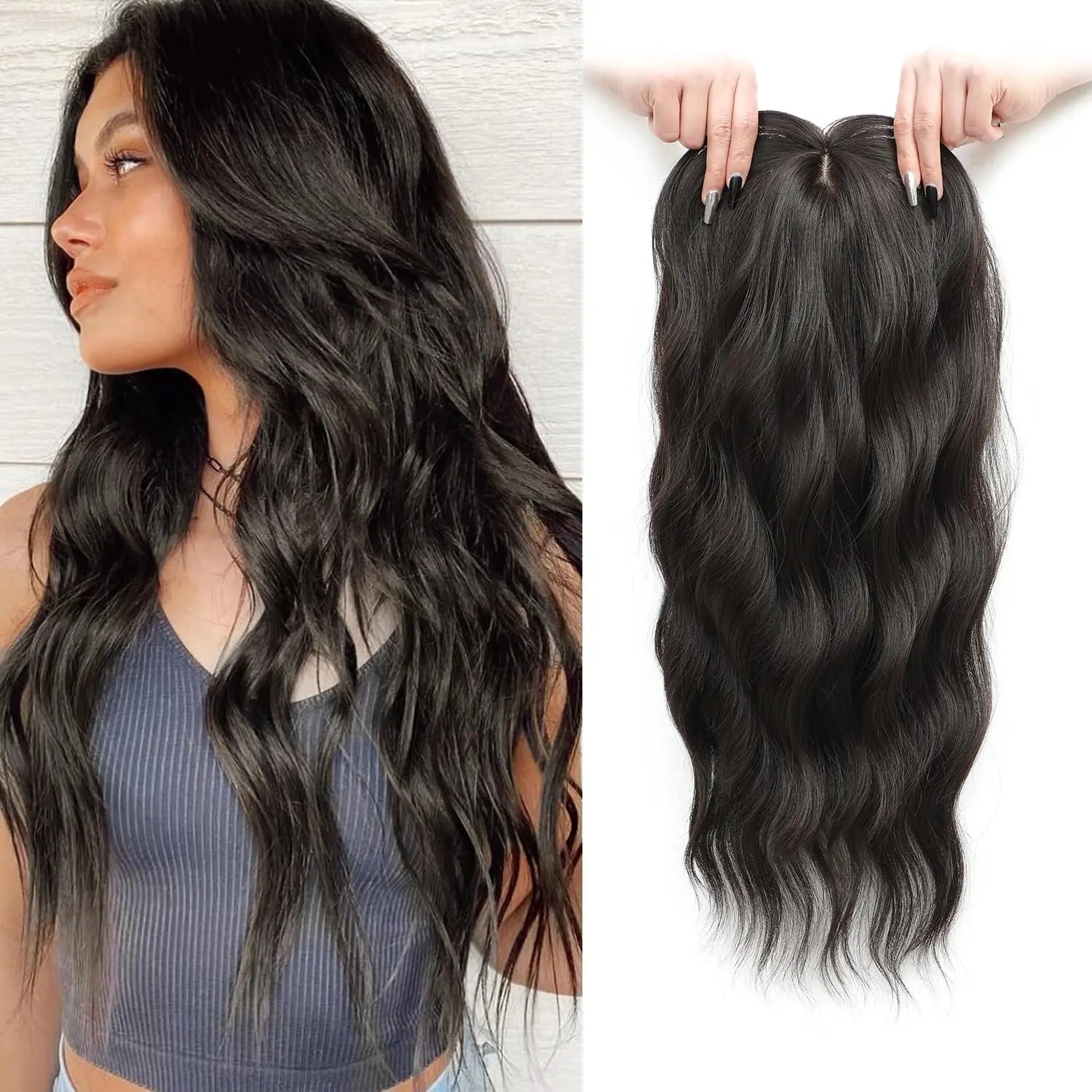 Clip-In Hair Topper with Bangs for Natural Volume and Root Coverage - 15