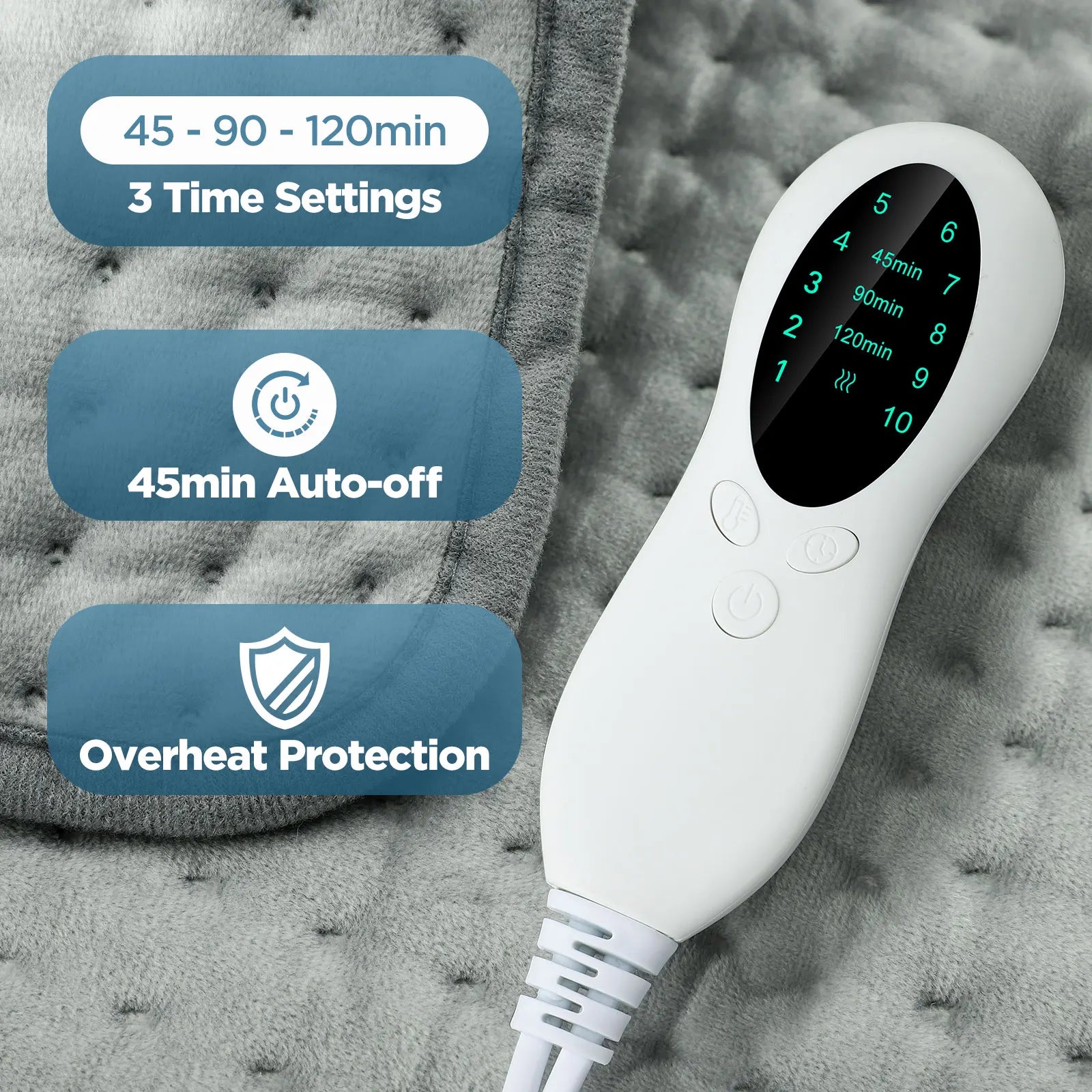 Electric Heating Pad for Back and Body Pain Relief with 10 Heat Settings - 9