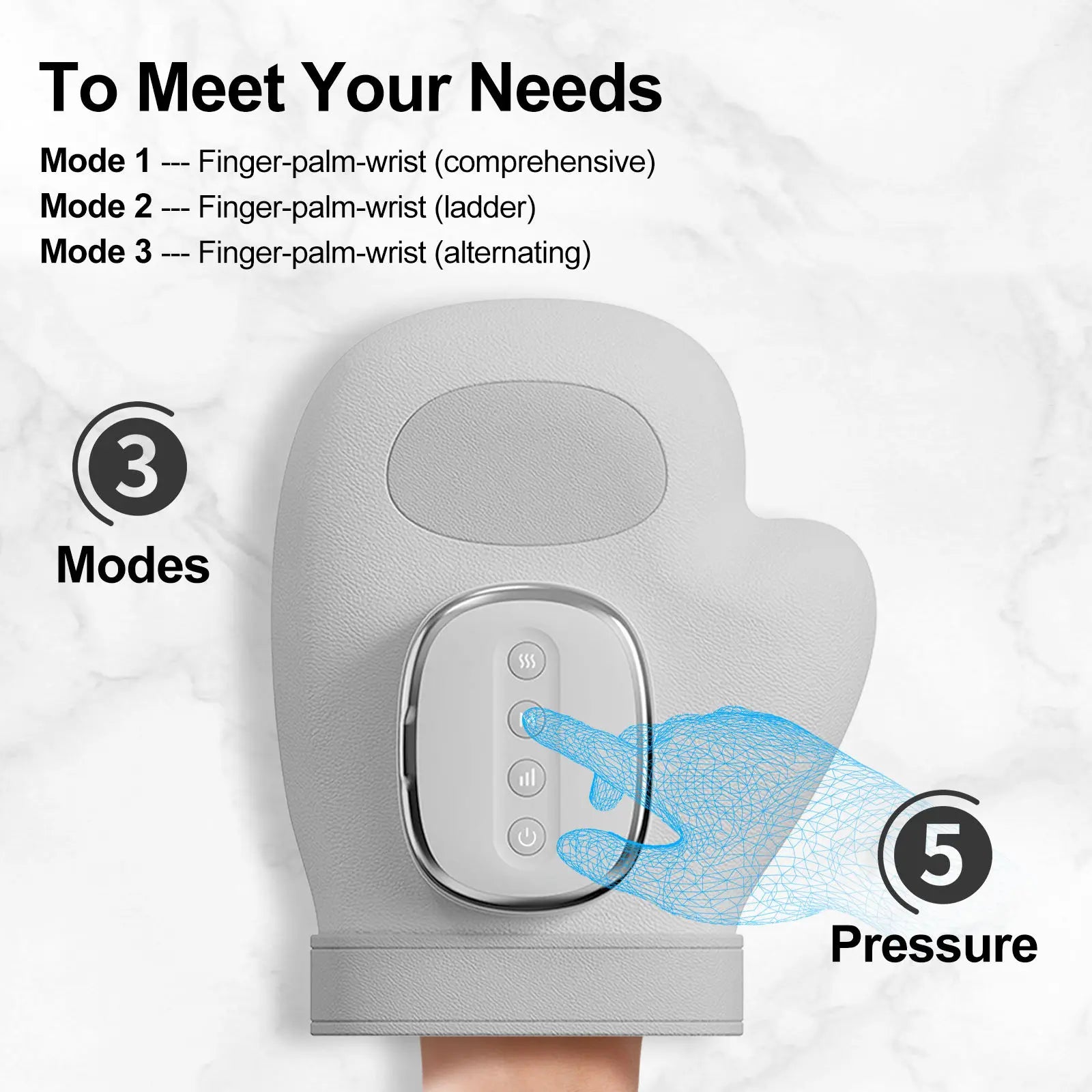 Electric Hand Massager with Heat for Palm and Wrist Pain Relief - 3