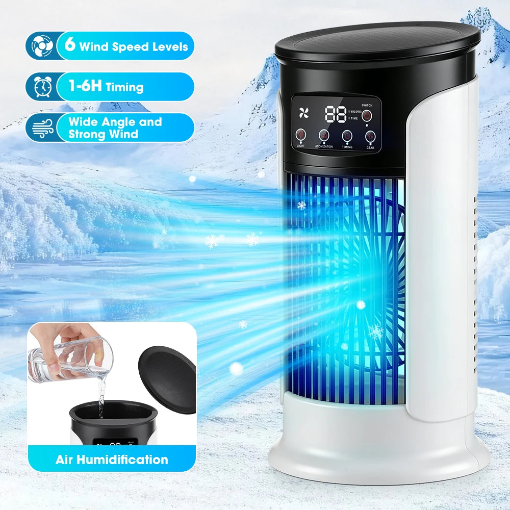 Portable Desktop Air Cooling Fan with Misting and LED Light - 1