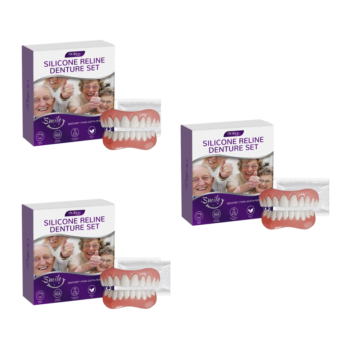 Cosmetic Silicone Denture Set for Instant Natural Smile Improvement