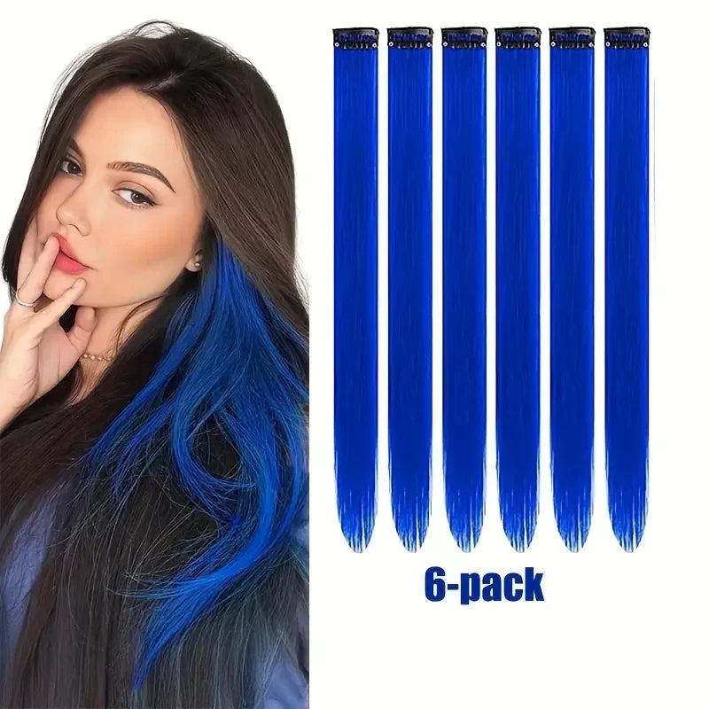 22-Inch Clip-In Colorful Hair Extensions for Parties - 8
