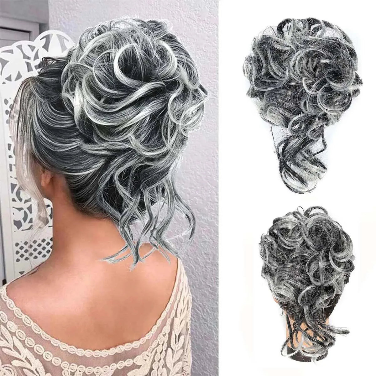 Messy Wavy Hair Bun Scrunchie for Quick Updo Hairstyles