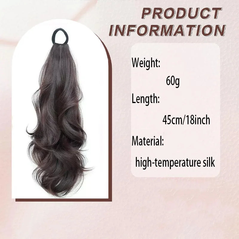 18-Inch Wavy Ponytail Extension with Elastic Band