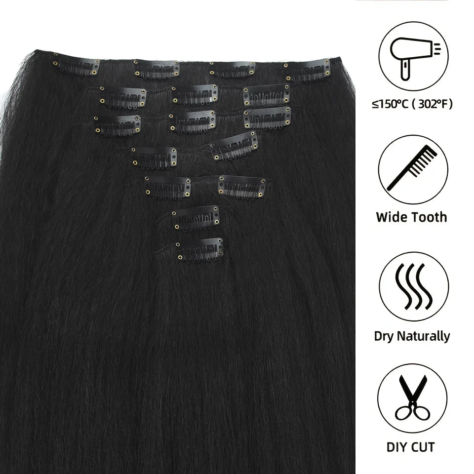 7-Piece Yaki Straight Clip-In Hair Extensions