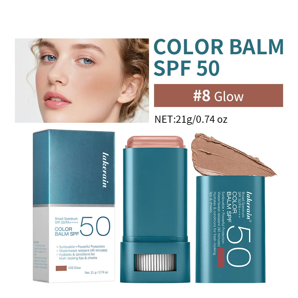 Hydrating SPF 50 Tinted Blush Balm Stick for Natural Sun Protection